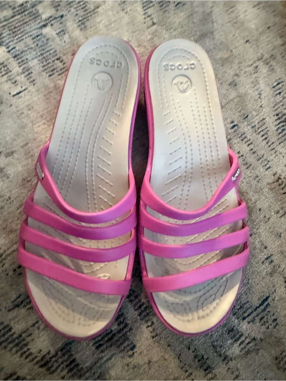 CROCS Hot Pink Multi-Strap Slide Sandals
